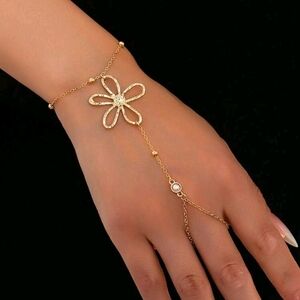 Gold Flower Hand Chain Bracelet